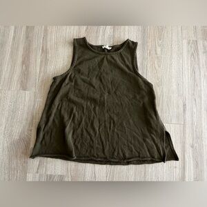 Eileen Fisher Women’s Lightweight Organic Cotton Terry Tank Olive Green Size XS